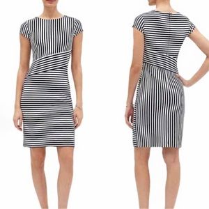 Banana Republic Striped Cap-Sleeve Ponte Dress